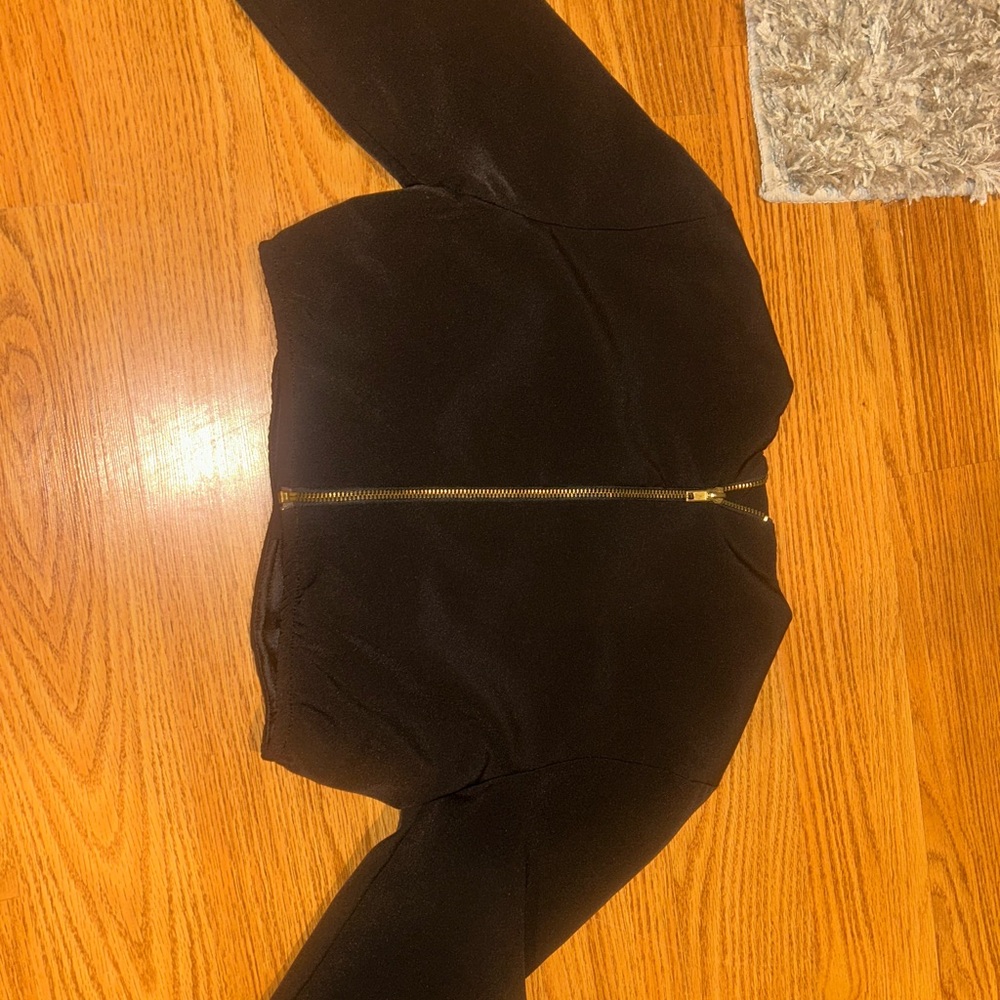 Black Cropped top with Gold Zipper (picture is back)